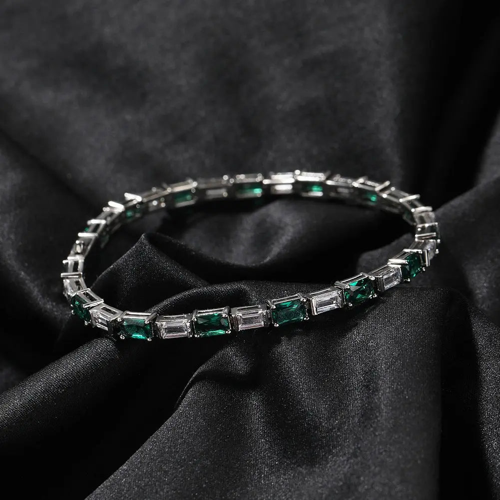 Hip-hop zircon-encrusted emerald color-matching tennis chain - Blade & Thread