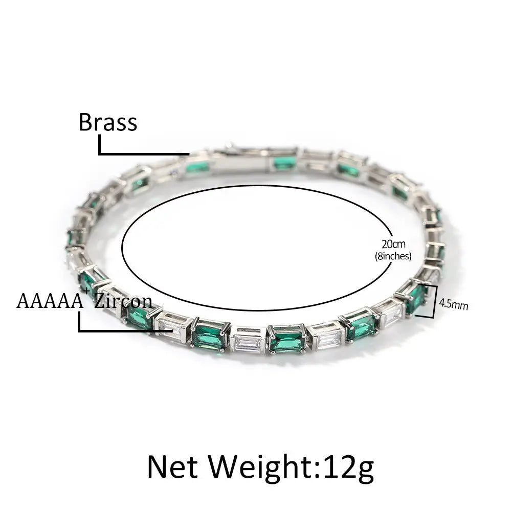 Hip-hop zircon-encrusted emerald color-matching tennis chain - Blade & Thread