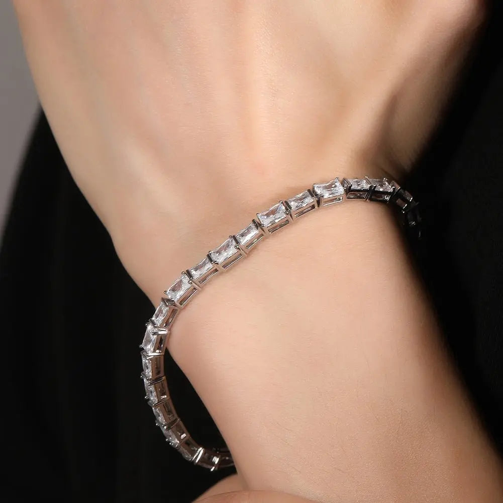 Hip-hop zircon-encrusted emerald color-matching tennis chain - Blade & Thread
