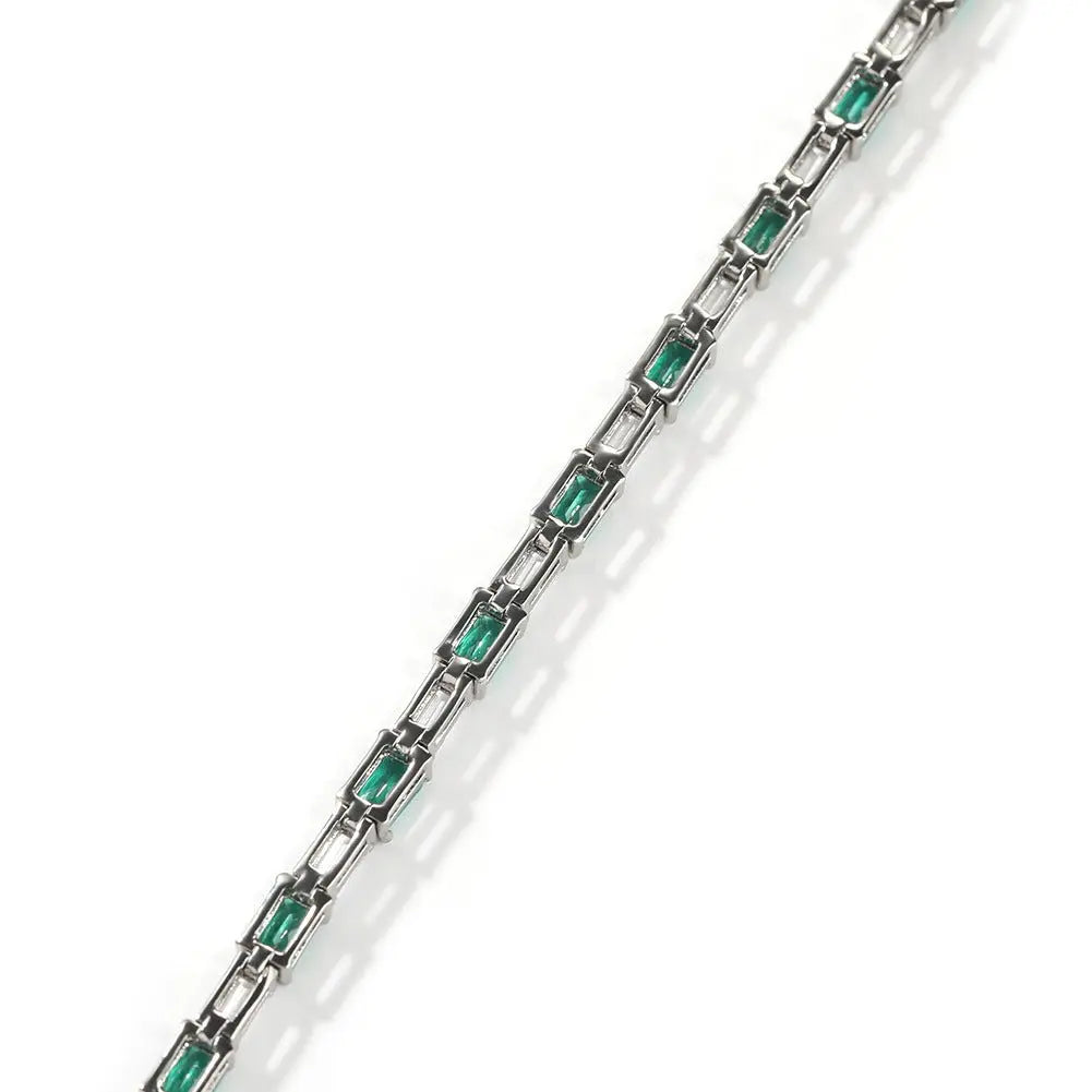 Hip-hop zircon-encrusted emerald color-matching tennis chain nowadaysfashion
