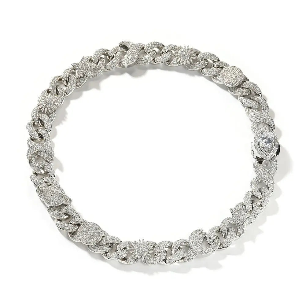 Hip-hop zircon-encrusted sun, star and eye necklace nowadaysfashion