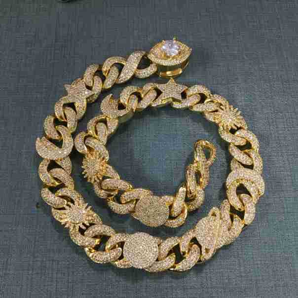 Hip-hop zircon-encrusted sun, star and eye necklace nowadaysfashion
