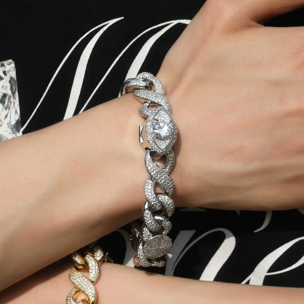 Hip-hop zircon-encrusted sun, star and eye necklace nowadaysfashion