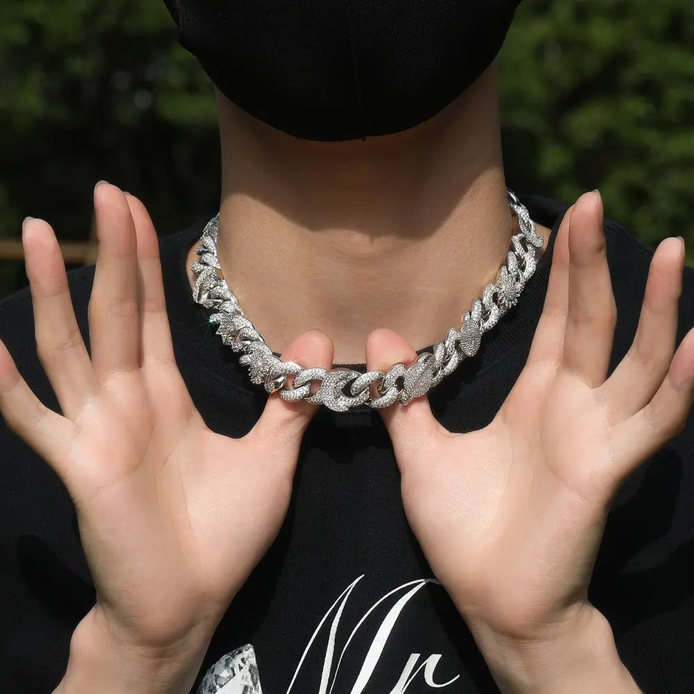 Hip-hop zircon-encrusted sun, star and eye necklace - Blade & Thread