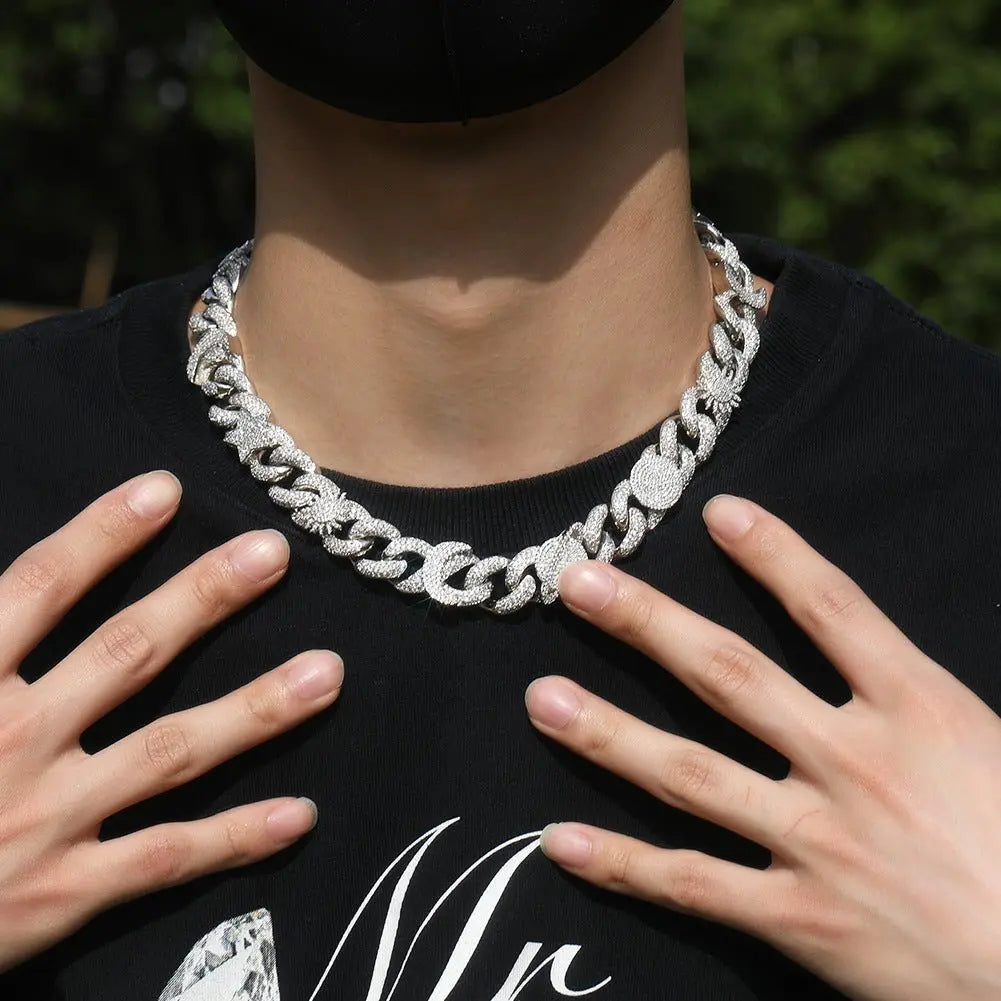 Hip-hop zircon-encrusted sun, star and eye necklace nowadaysfashion