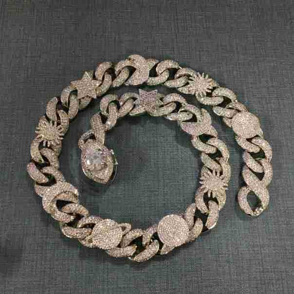 Hip-hop zircon-encrusted sun, star and eye necklace - Blade & Thread