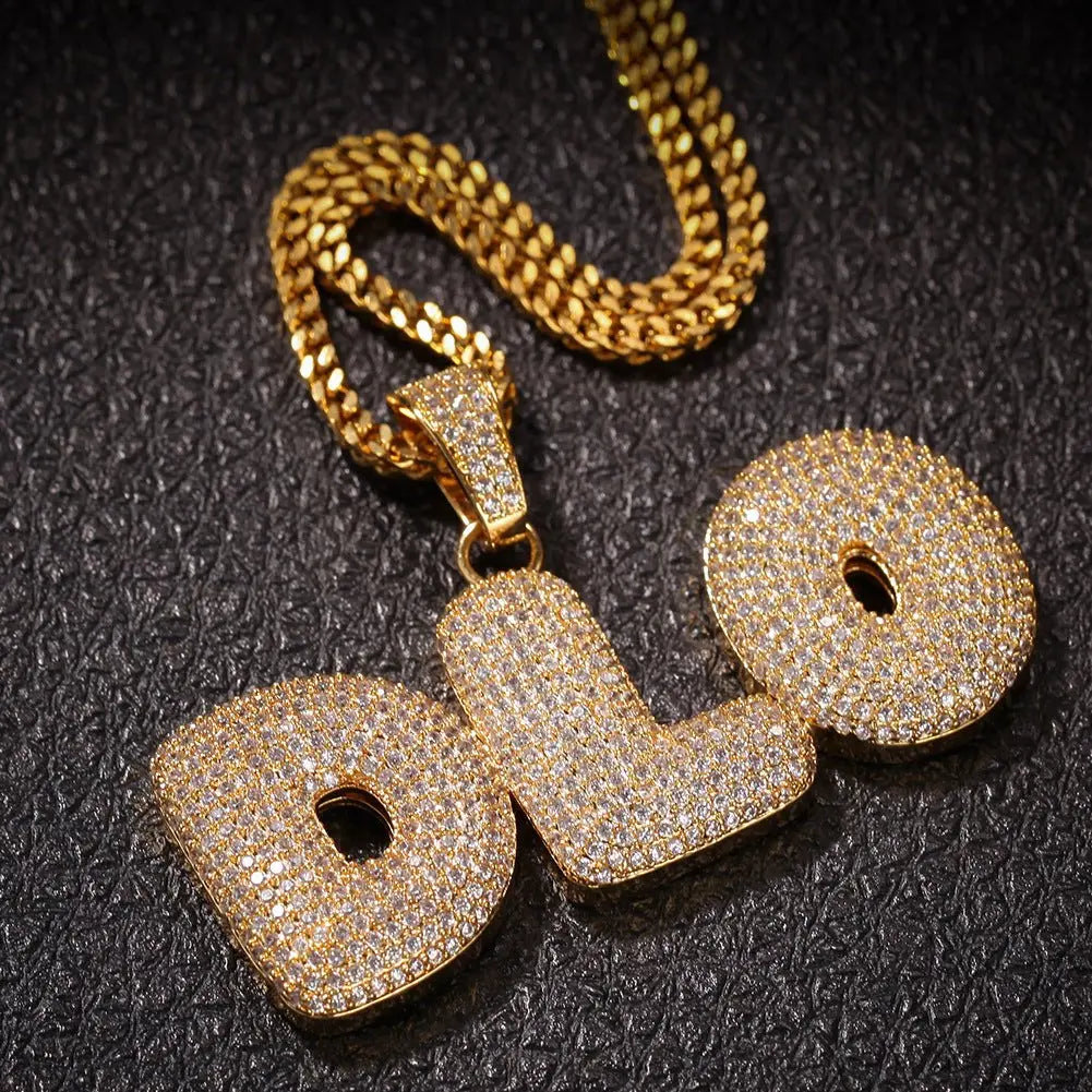 Hip-Hop Zircon English 26 Letters Micropaved Pendant - Blade & Thread