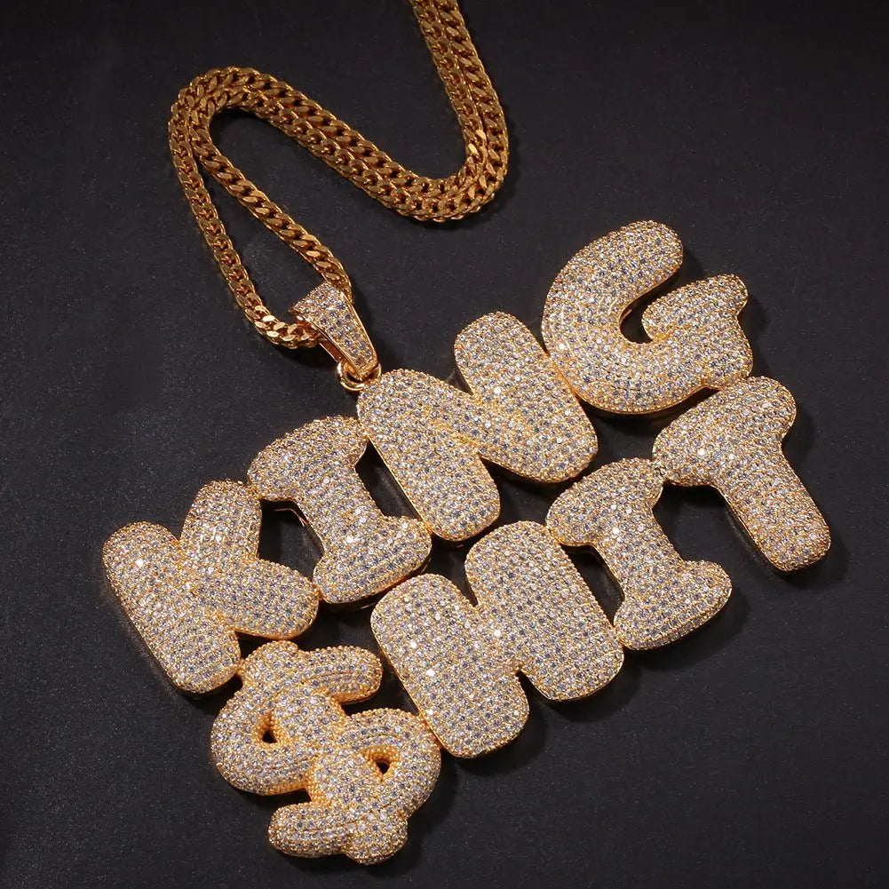 Hip-Hop Zircon English 26 Letters Micropaved Pendant - Blade & Thread