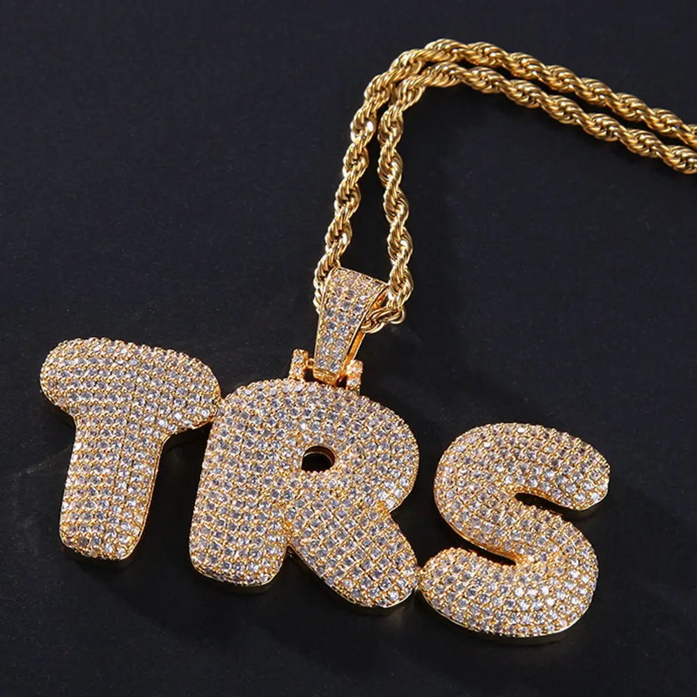 Hip-Hop Zircon English 26 Letters Micropaved Pendant - Blade & Thread
