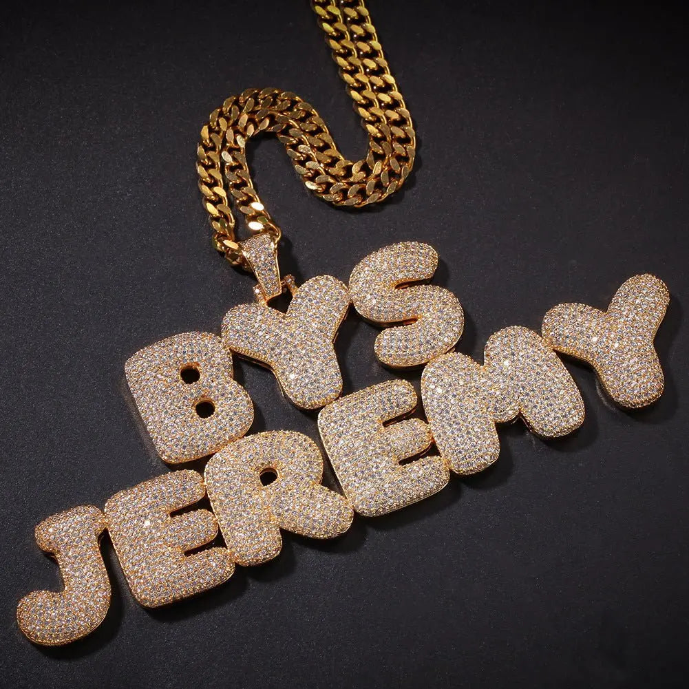 Hip-Hop Zircon English 26 Letters Micropaved Pendant - Blade & Thread