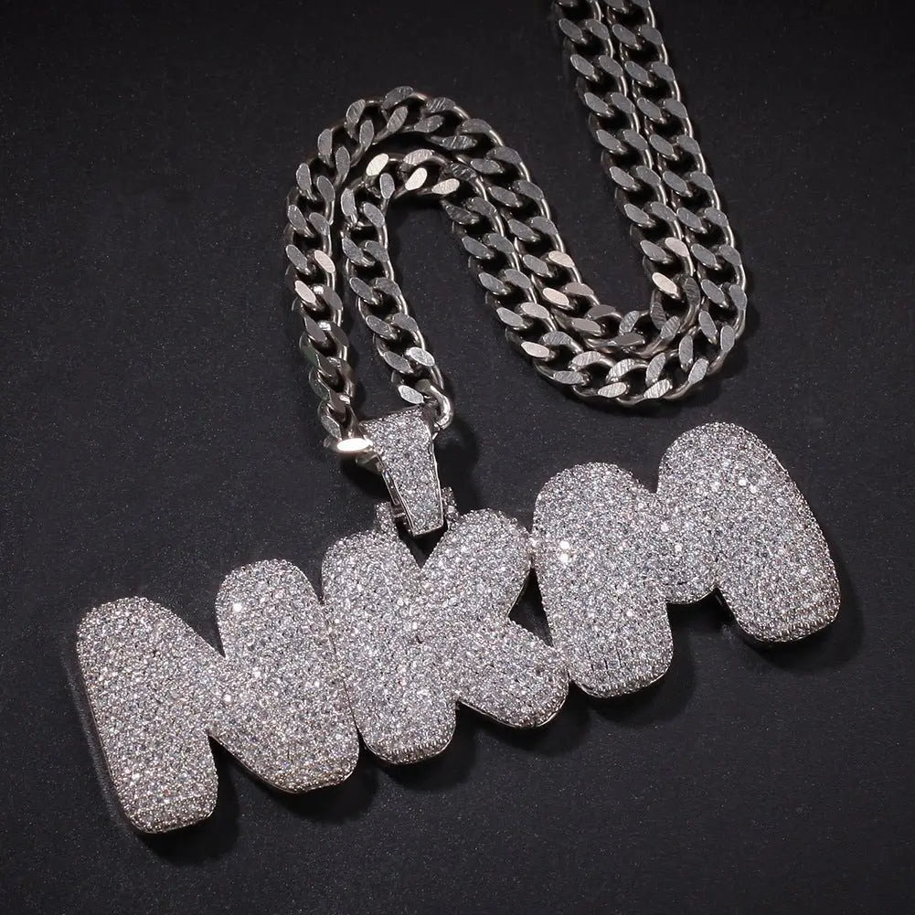 Hip-Hop Zircon English 26 Letters Micropaved Pendant - Blade & Thread