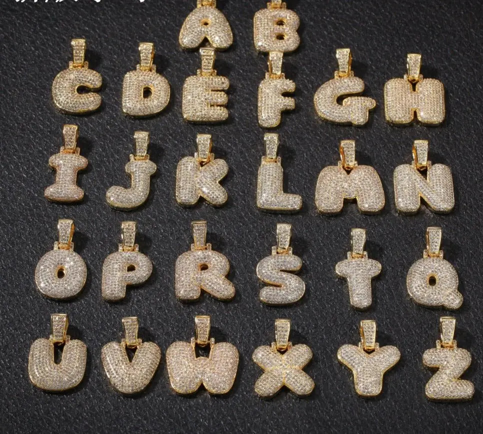 Hip-Hop Zircon English 26 Letters Micropaved Pendant - Blade & Thread