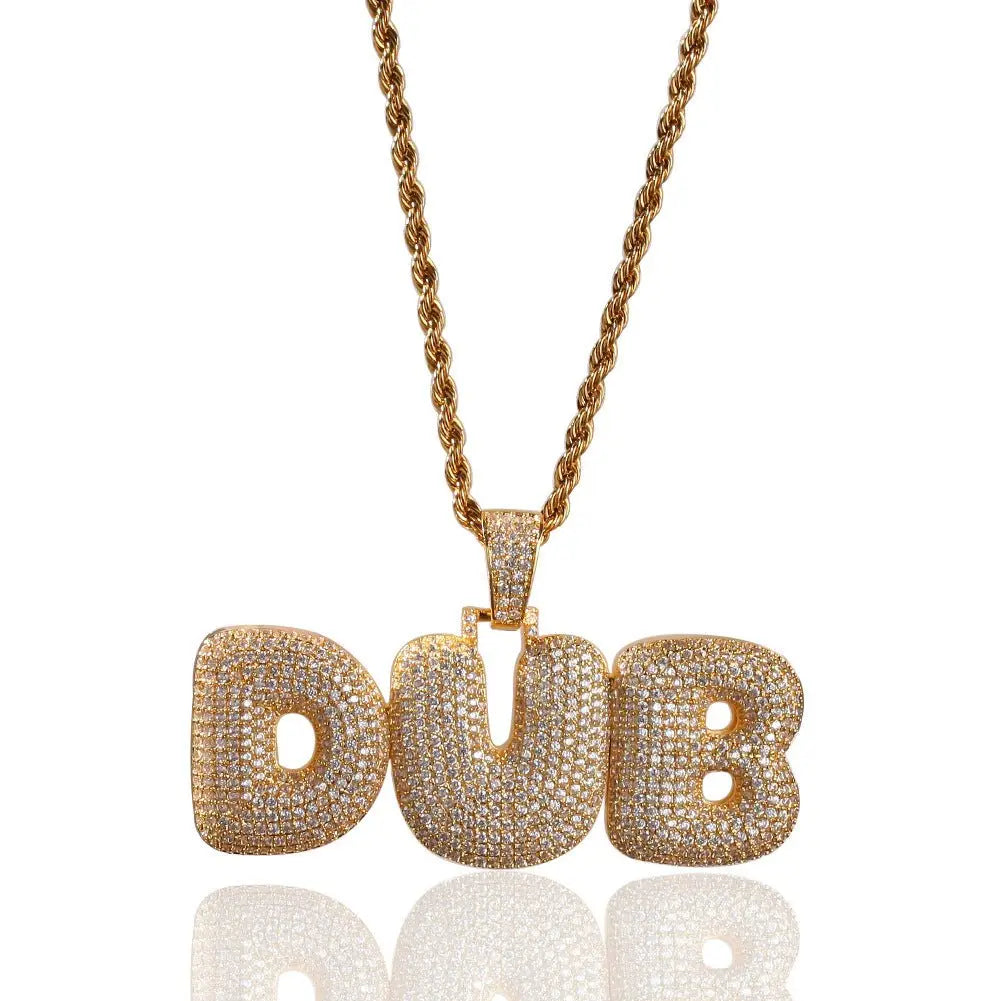 Hip-Hop Zircon English 26 Letters Micropaved Pendant - Blade & Thread