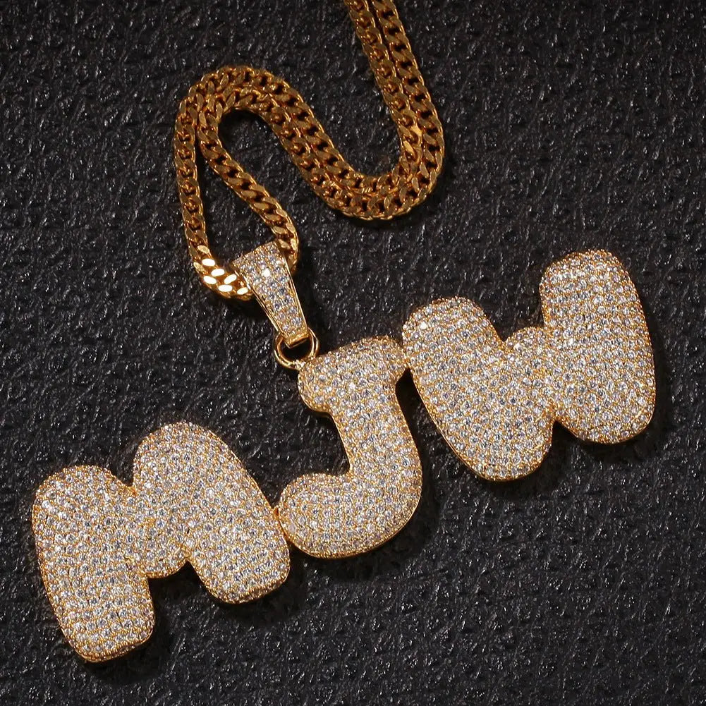 Hip-Hop Zircon English 26 Letters Micropaved Pendant - Blade & Thread