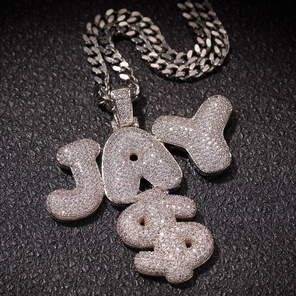 Hip-Hop Zircon English 26 Letters Micropaved Pendant - Blade & Thread