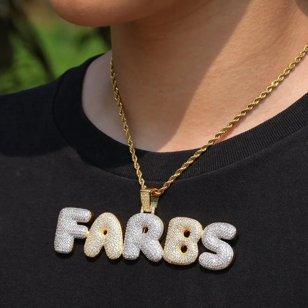 Hip-Hop Zircon English 26 Letters Micropaved Pendant - Blade & Thread