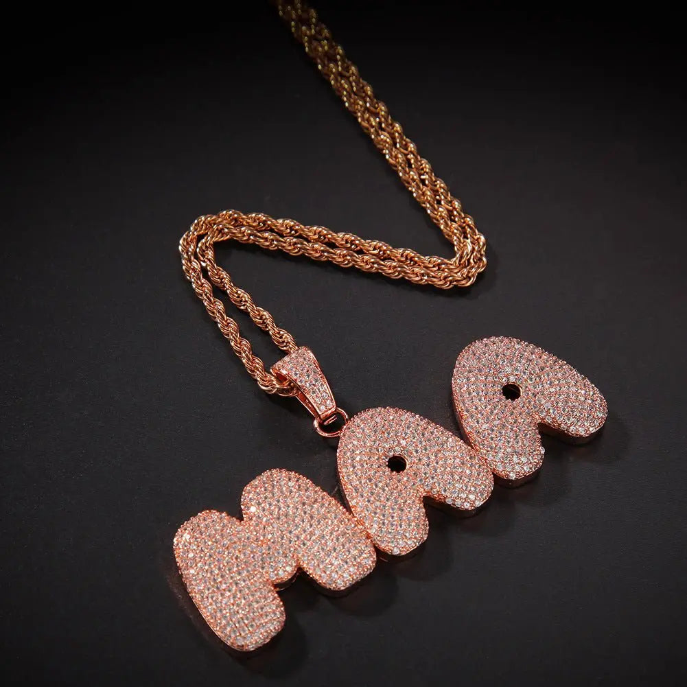Hip-Hop Zircon English 26 Letters Micropaved Pendant - Blade & Thread