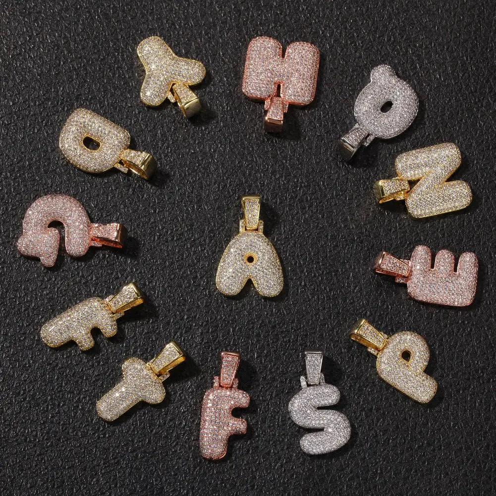 Hip-Hop Zircon English 26 Letters Micropaved Pendant - Blade & Thread