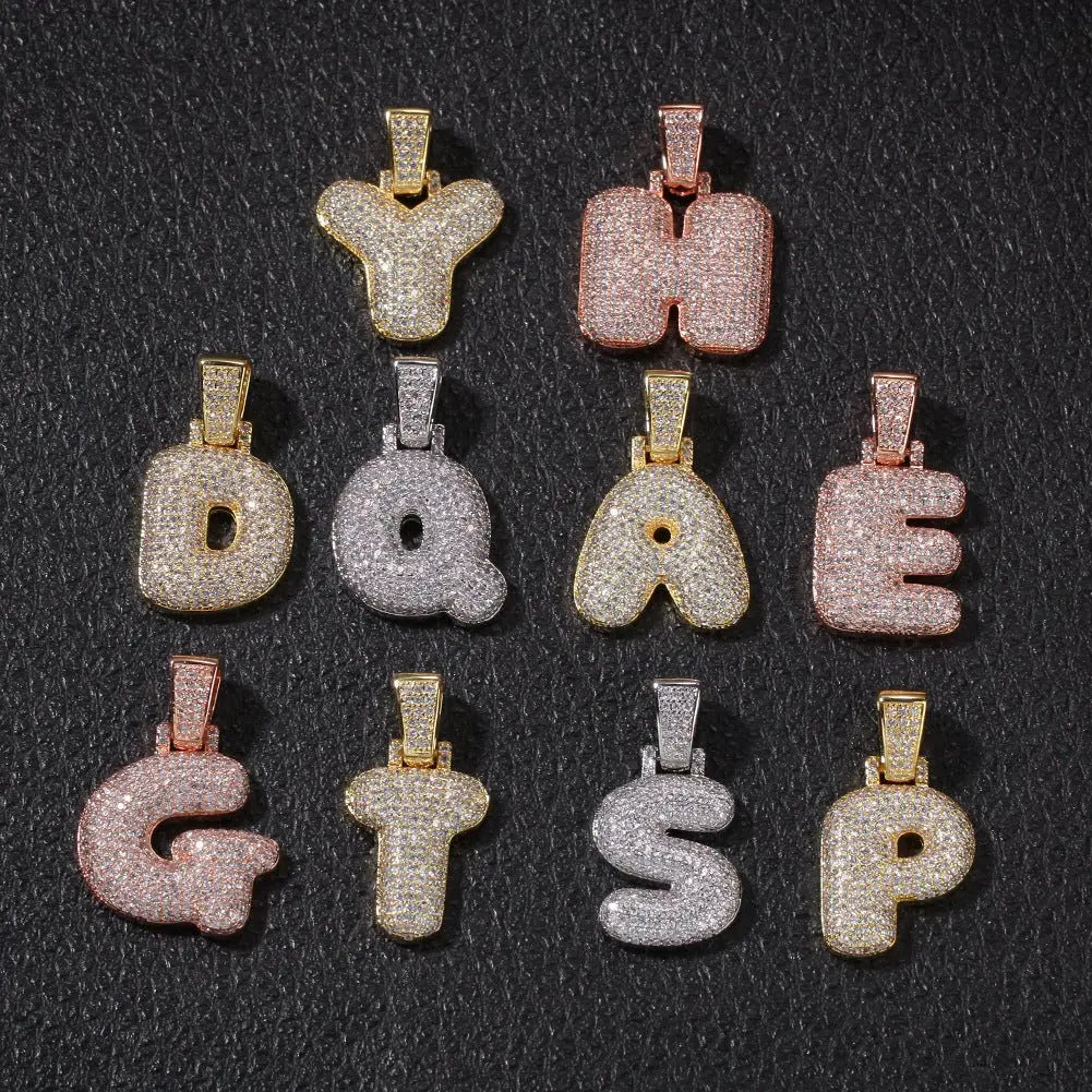 Hip-Hop Zircon English 26 Letters Micropaved Pendant - Blade & Thread