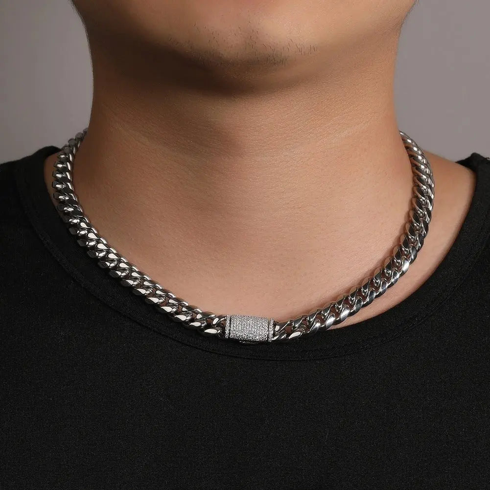 Hip-hop zircon stainless steel zircon necklace - Blade & Thread