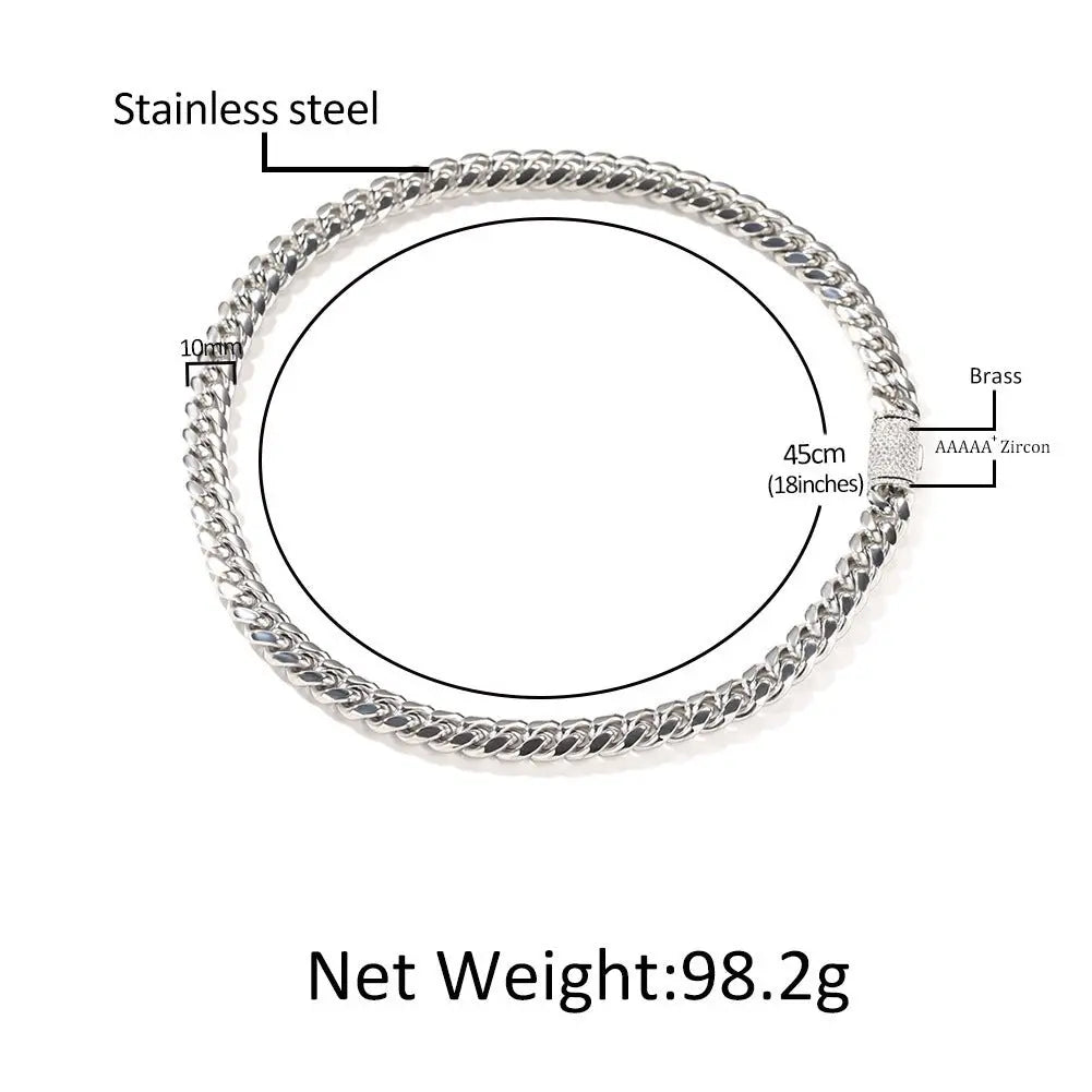 Hip-hop zircon stainless steel zircon necklace - Blade & Thread