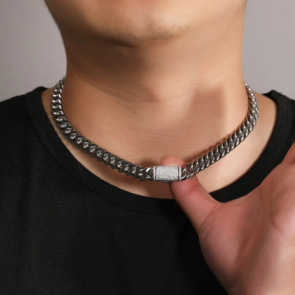 Hip-hop zircon stainless steel zircon necklace - Blade & Thread