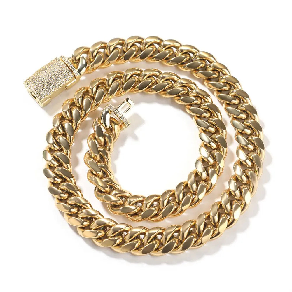 Hip-hop zircon stainless steel zircon necklace - Blade & Thread