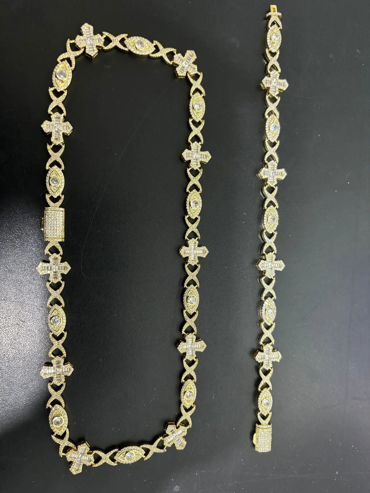 Hip Hop Zirconia Eye Cross Bracelet - Blade & Thread