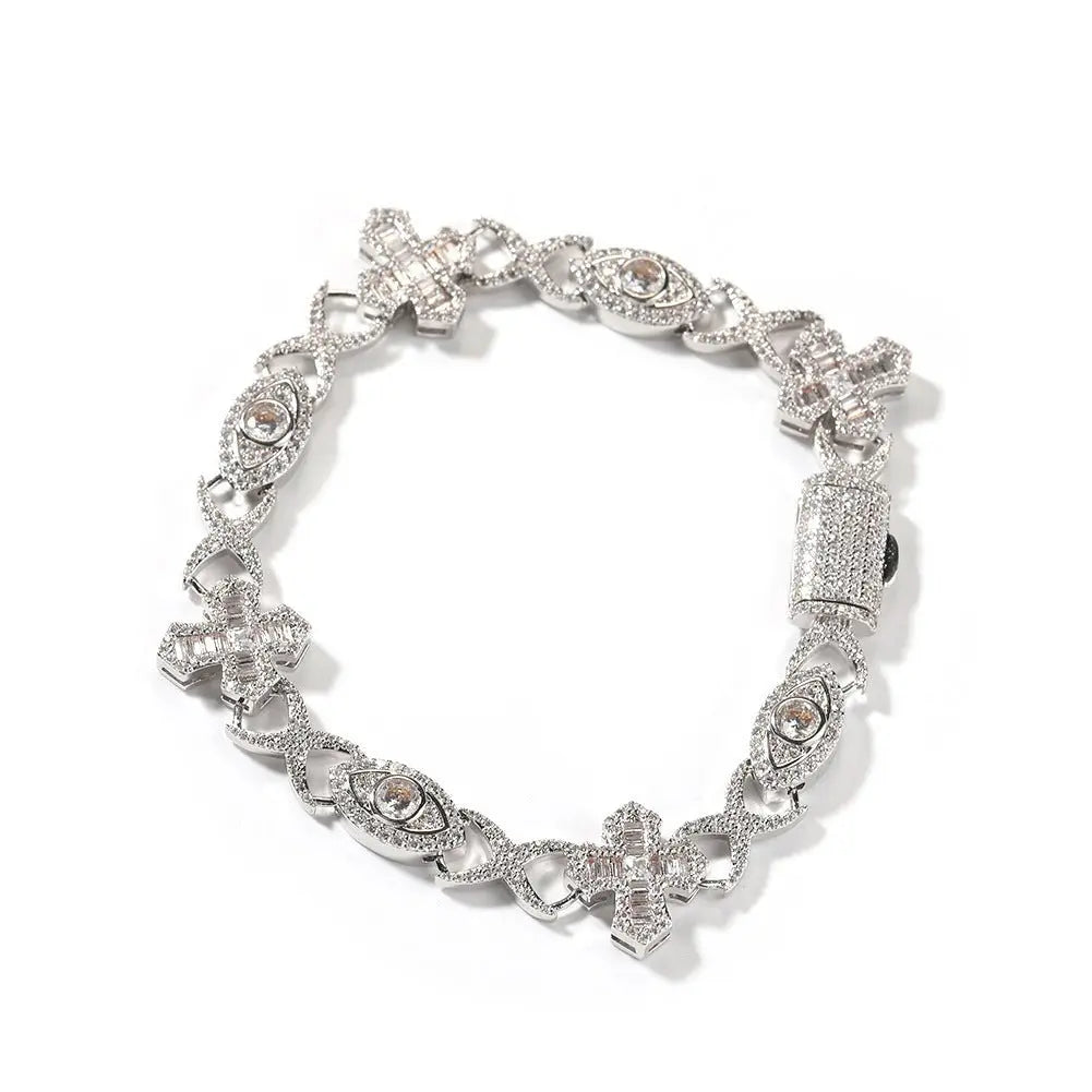 Hip Hop Zirconia Eye Cross Bracelet nowadaysfashion
