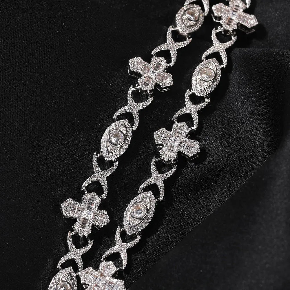 Hip Hop Zirconia Eye Cross Bracelet - Blade & Thread