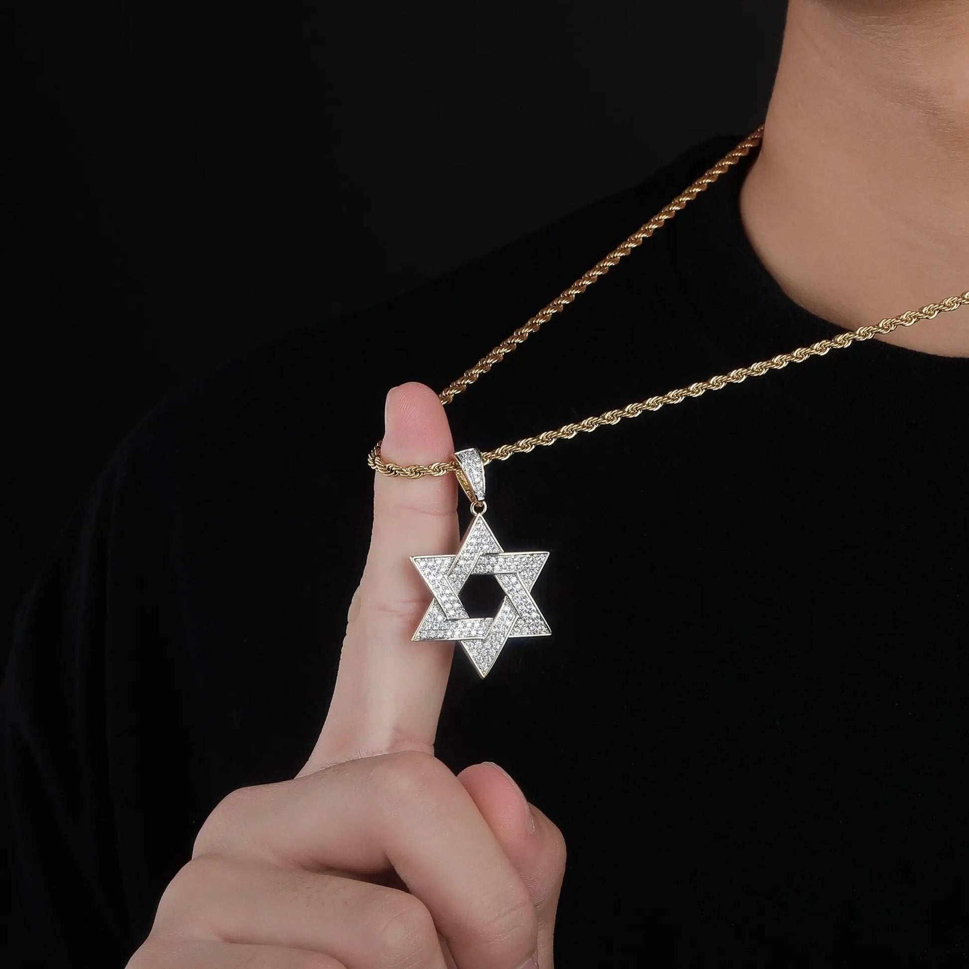 Hip Hop Zirconia Stone Star Of David Pendant Necklaces - Blade & Thread