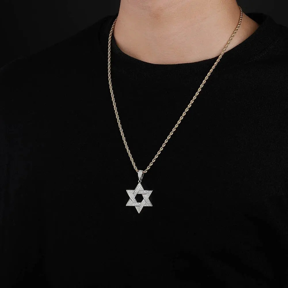 Hip Hop Zirconia Stone Star Of David Pendant Necklaces - Blade & Thread