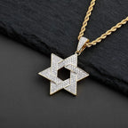 Hip Hop Zirconia Stone Star Of David Pendant Necklaces nowadaysfashion