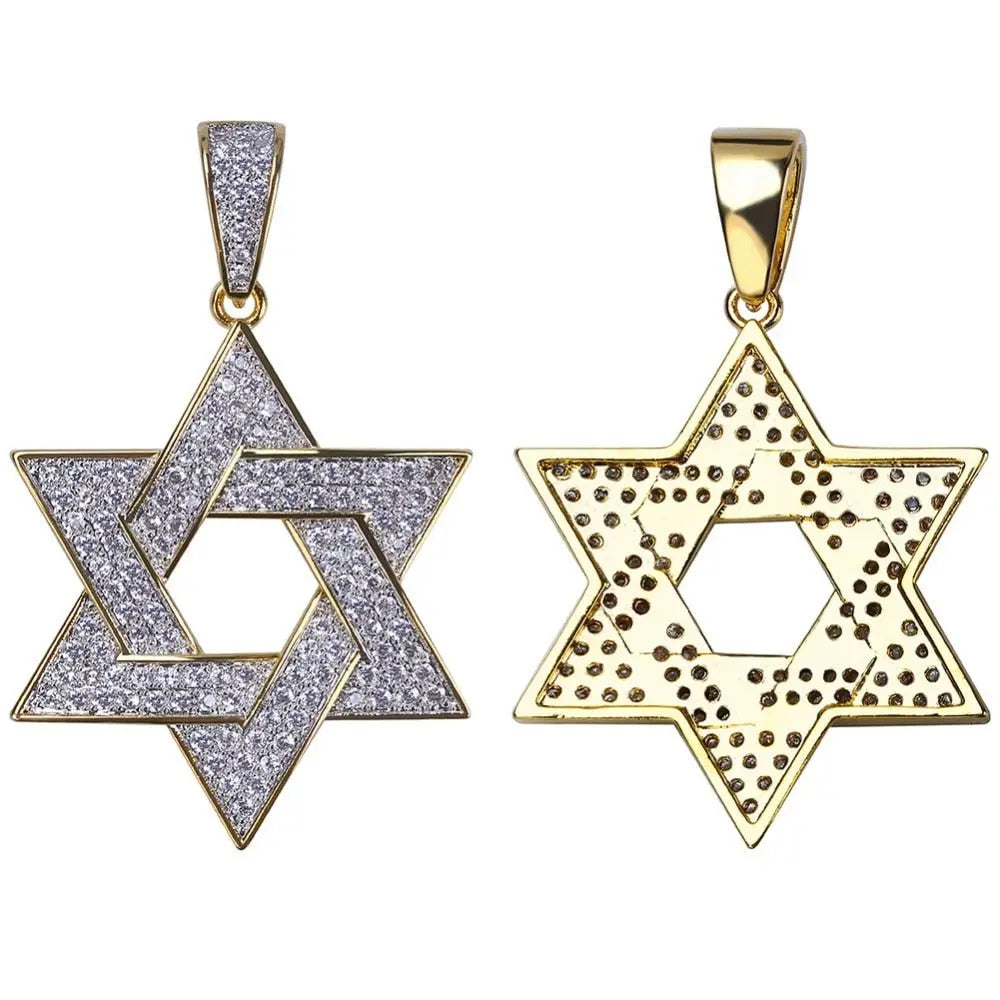 Hip Hop Zirconia Stone Star Of David Pendant Necklaces - Blade & Thread