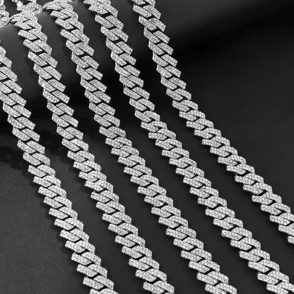HipHop Prong Cuban Link Chain Necklace Bling Cuban Necklace Jewelry - Blade & Thread