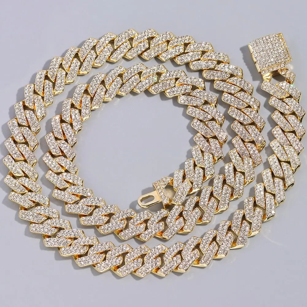 HipHop Prong Cuban Link Chain Necklace Bling Cuban Necklace Jewelry - Blade & Thread