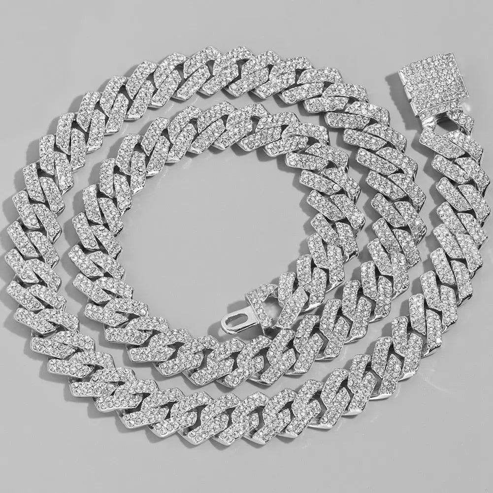 HipHop Prong Cuban Link Chain Necklace Bling Cuban Necklace Jewelry - Blade & Thread