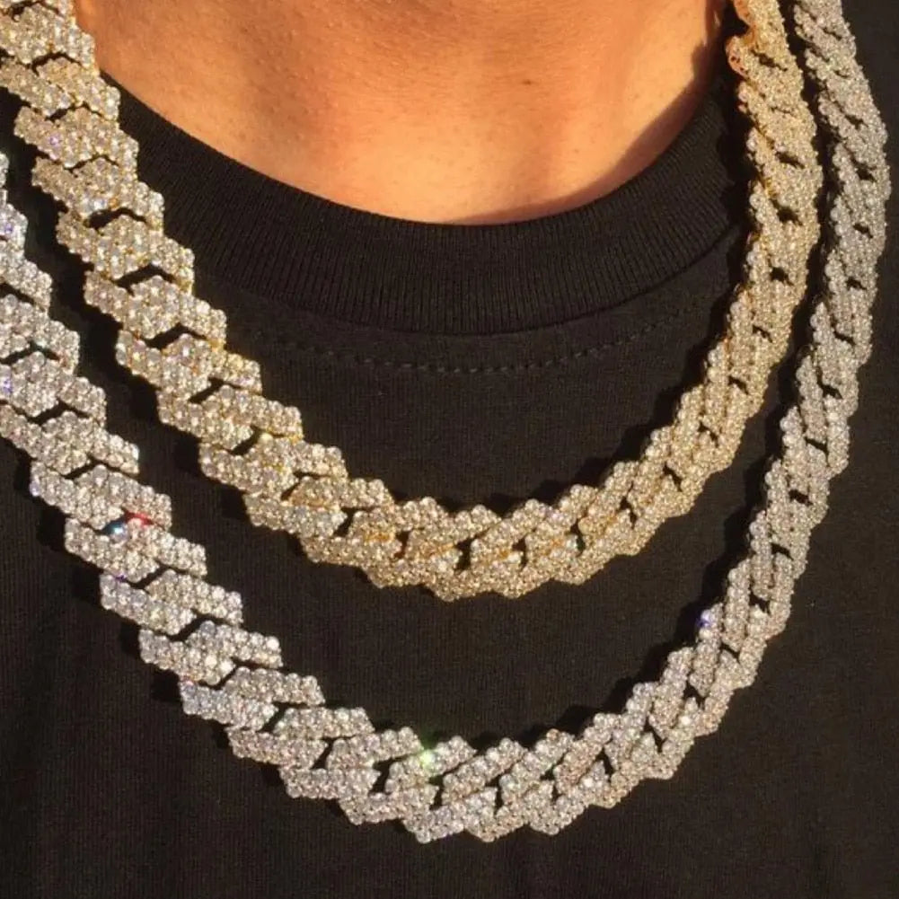 HipHop Prong Cuban Link Chain Necklace Bling Cuban Necklace Jewelry - Blade & Thread