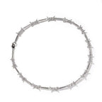 Hiphop zircon-encrusted barbed wire necklace nowadaysfashion