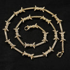 Hiphop zircon-encrusted barbed wire necklace nowadaysfashion