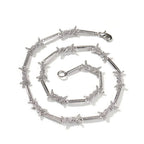 Hiphop zircon-encrusted barbed wire necklace nowadaysfashion