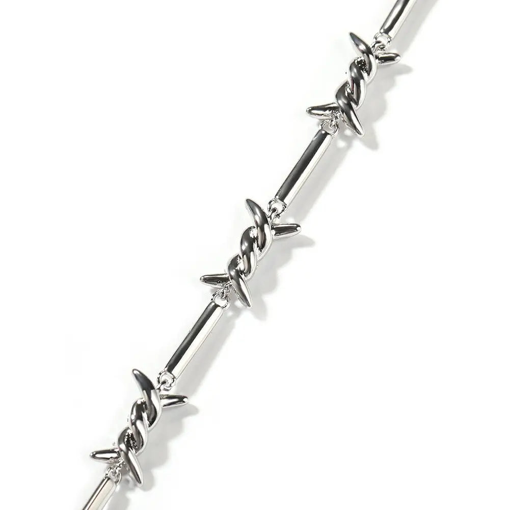 Hiphop zircon-encrusted barbed wire necklace nowadaysfashion