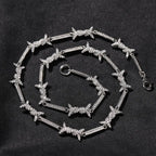 Hiphop zircon-encrusted barbed wire necklace nowadaysfashion