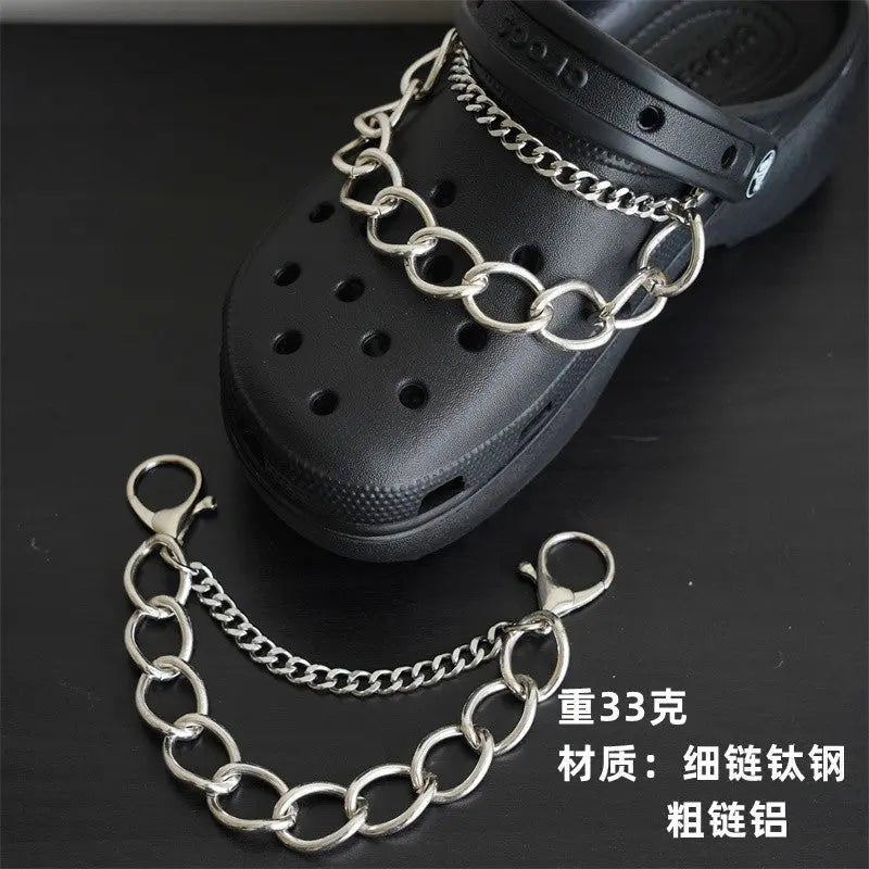 Hole shoe chain cool punk dark multi-layer shoe buckle rivet pearl shoe chain - Blade & Thread