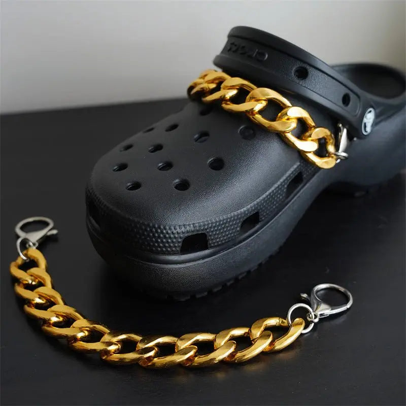 Hole shoe chain cool punk dark multi-layer shoe buckle rivet pearl shoe chain - Blade & Thread