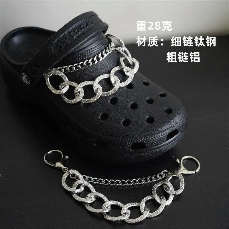 Hole shoe chain cool punk dark multi-layer shoe buckle rivet pearl shoe chain - Blade & Thread