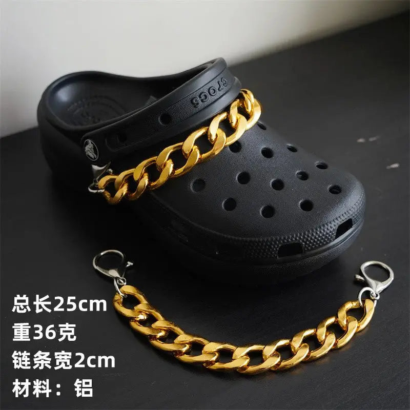 Hole shoe chain cool punk dark multi-layer shoe buckle rivet pearl shoe chain - Blade & Thread