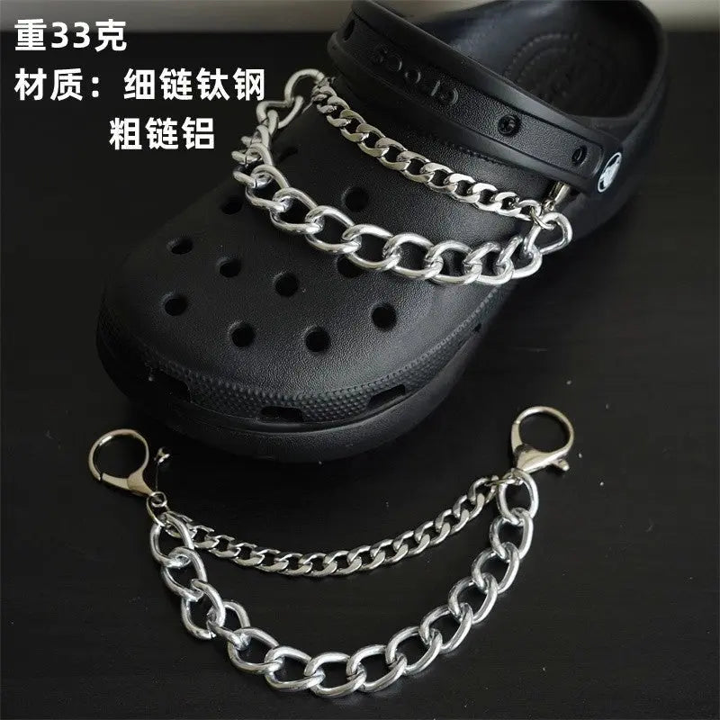 Hole shoe chain cool punk dark multi-layer shoe buckle rivet pearl shoe chain - Blade & Thread