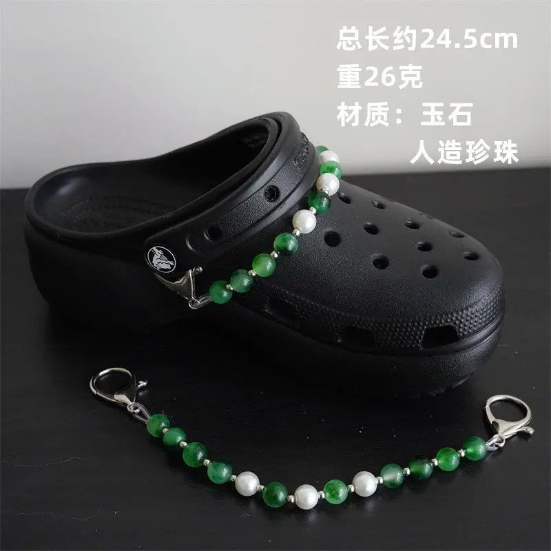 Hole shoe chain cool punk dark multi-layer shoe buckle rivet pearl shoe chain - Blade & Thread
