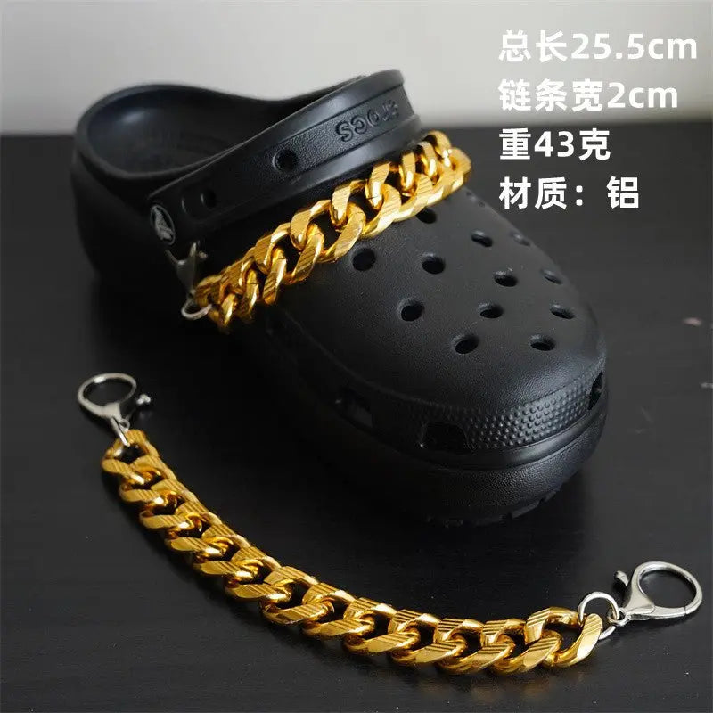 Hole shoe chain cool punk dark multi-layer shoe buckle rivet pearl shoe chain - Blade & Thread